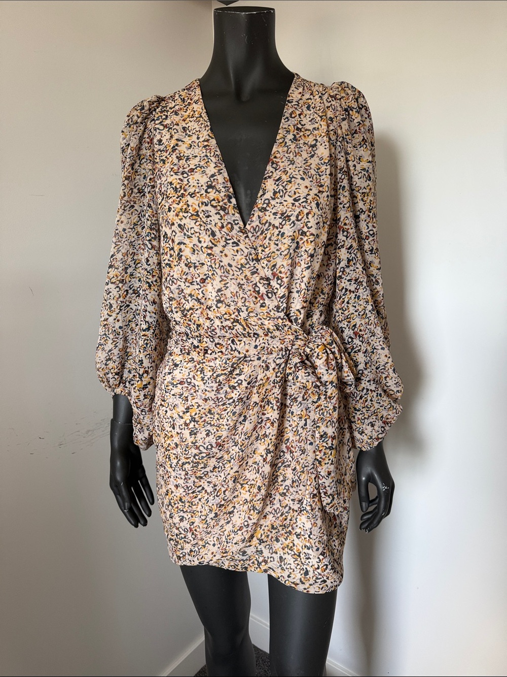 Dress Forum Floral Long Sleeve Wrap Mini Dress Medium